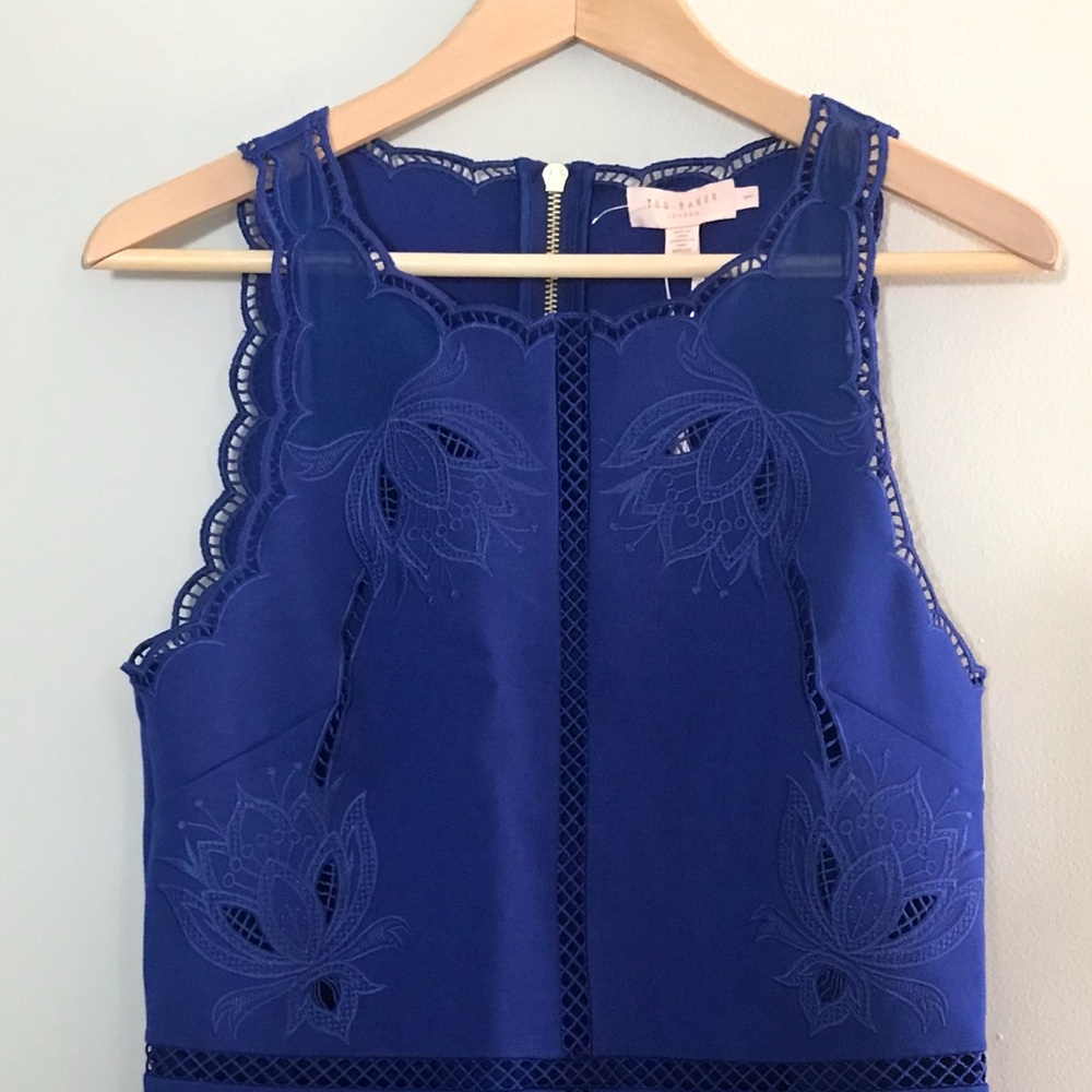 Ted Baker Embroidered Scallop Hem Dress
